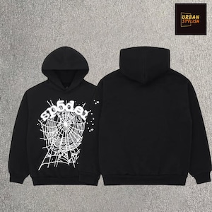 Unisex Hoodie – Black Pullover with White Graphic Logo – Urban Streetwear Sweatshirt
