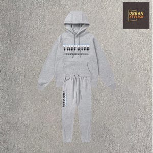 Grauer Unisex Trainingsanzug – Urban Streetwear Hoodie und Joggers Set Damen Trainingsanzug Streetwear-Style