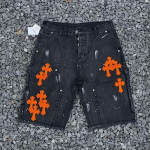 Shorts vaqueros con parche cruzado CH (negro, gris y caqui)