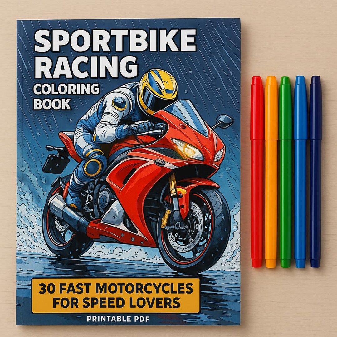Pod Racer Coloring Book Sportbike Racing Coloring Book – 30 Fast Motorcycles for Speed Lovers ...