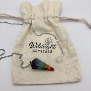 Chakra Crystal Pendulum: Selenite Bead, Energy Healing - 16 Inch Chain