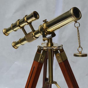 Messing-Teleskop Holz Stativ Vintage Style Nautische Maritime Dekor, Antique Home Office Display