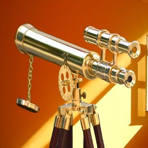 Vintage Brass Explorer Telescope with Adjustable Tripod | Nautical Gift | Maritime Decor for Office & Home