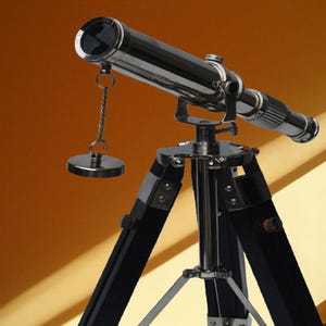 Handmade Brass Telescope with Wooden Stand – Nautical Decor, Vintage Style Spyglass