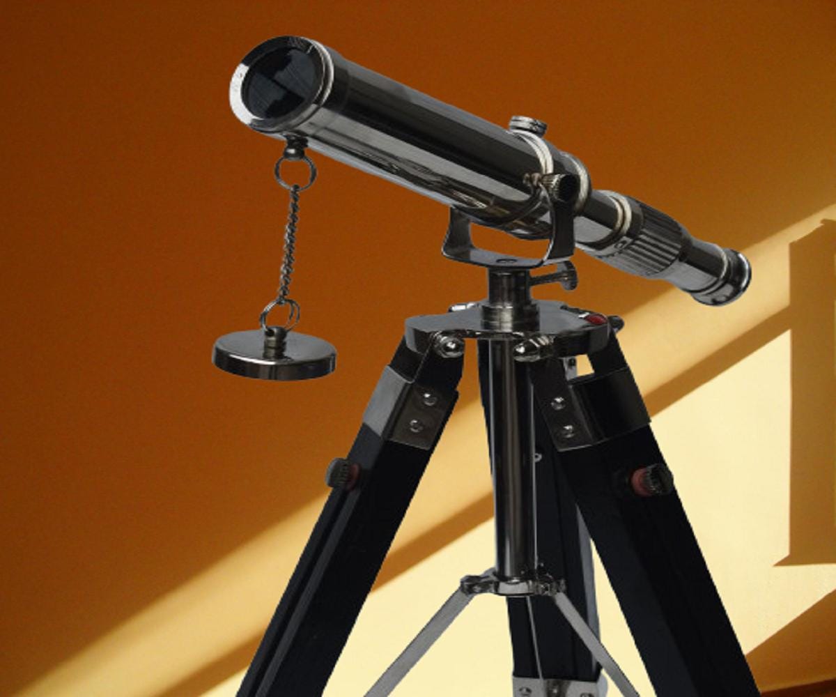 Handmade Brass Telescope with Wooden Stand – Nautical Decor, Vintage Style  Spyglass, image size:1200x1000