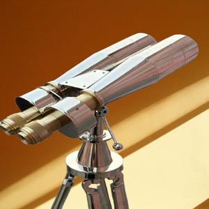 1920&#39; Century Nautical Naval Brass Victorian Binoculars in Chrome/Nickle Tripod