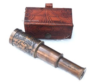 Vintage Dollond London-BrassTelescope Antique Nautical Spyglass with Leather Case Classic-Pirate Monocular with Glass Optics