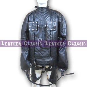 Gothic Black Cowhide Leather Straitjacket: Cosplay Costume