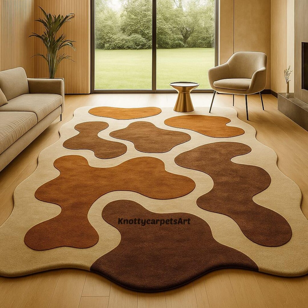 Abstract Cow Print Rug: Modern Organic Shape, Custom Tufted - Etsy
