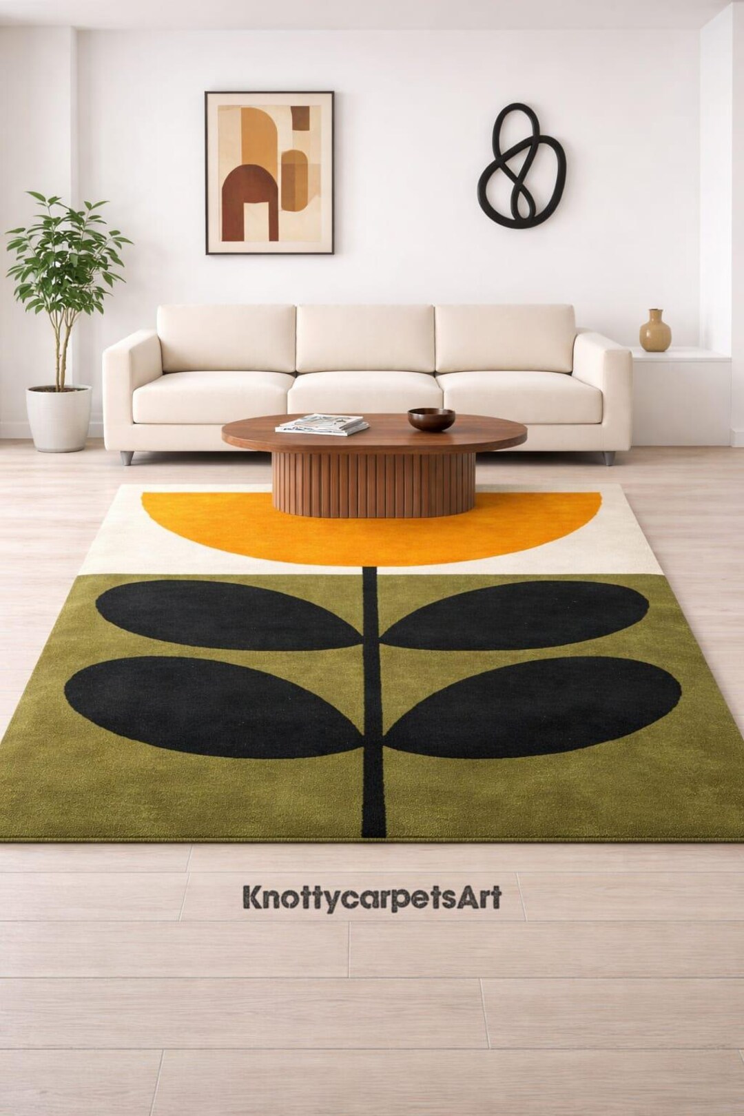 Hand Tufted Golden Bloom