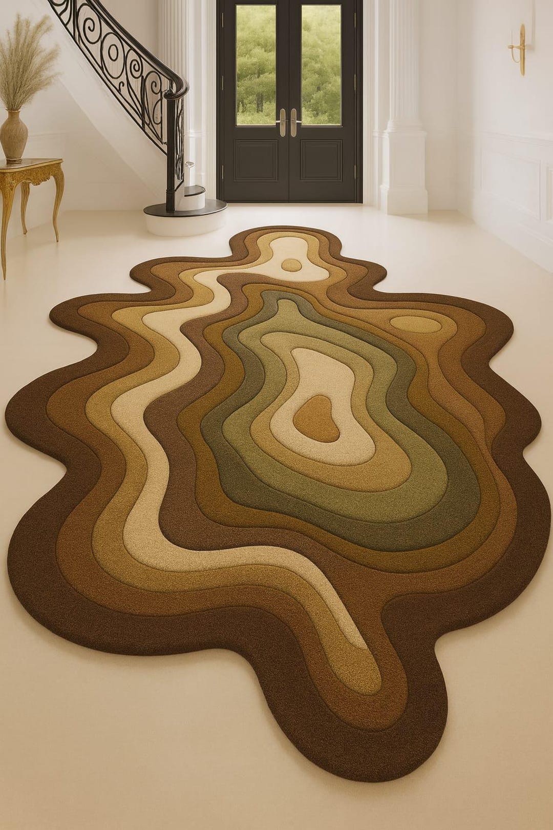 Topiary Design Rug Hand-tufted Topographic Rug | Earth Tone 3D Terrain - Etsy