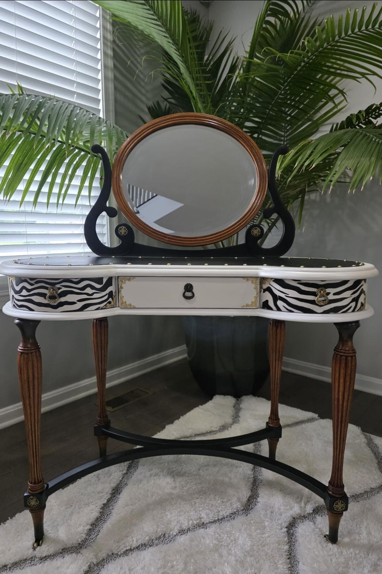 Beautiful Black , White and Mahogany Zebra / Tiger Print Couture