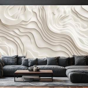 Textured Wave Self-Adhesive Wallpaper: Soft Light Relief Design