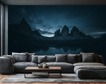 Dark wallpaper | Blue Mists Forest | Murals wall art | Peel & Stick