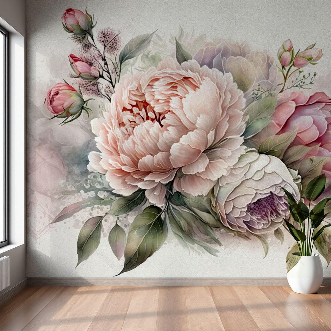 Peonies | Murals Wall Art | Peel & Stick - Etsy