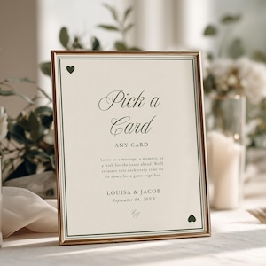 Timeless Playing Cards Guestbook Sign Template, Elegant Old Money Pick a Card Sign, Editable Canva Wedding Guest Book Alternative, TLGR
