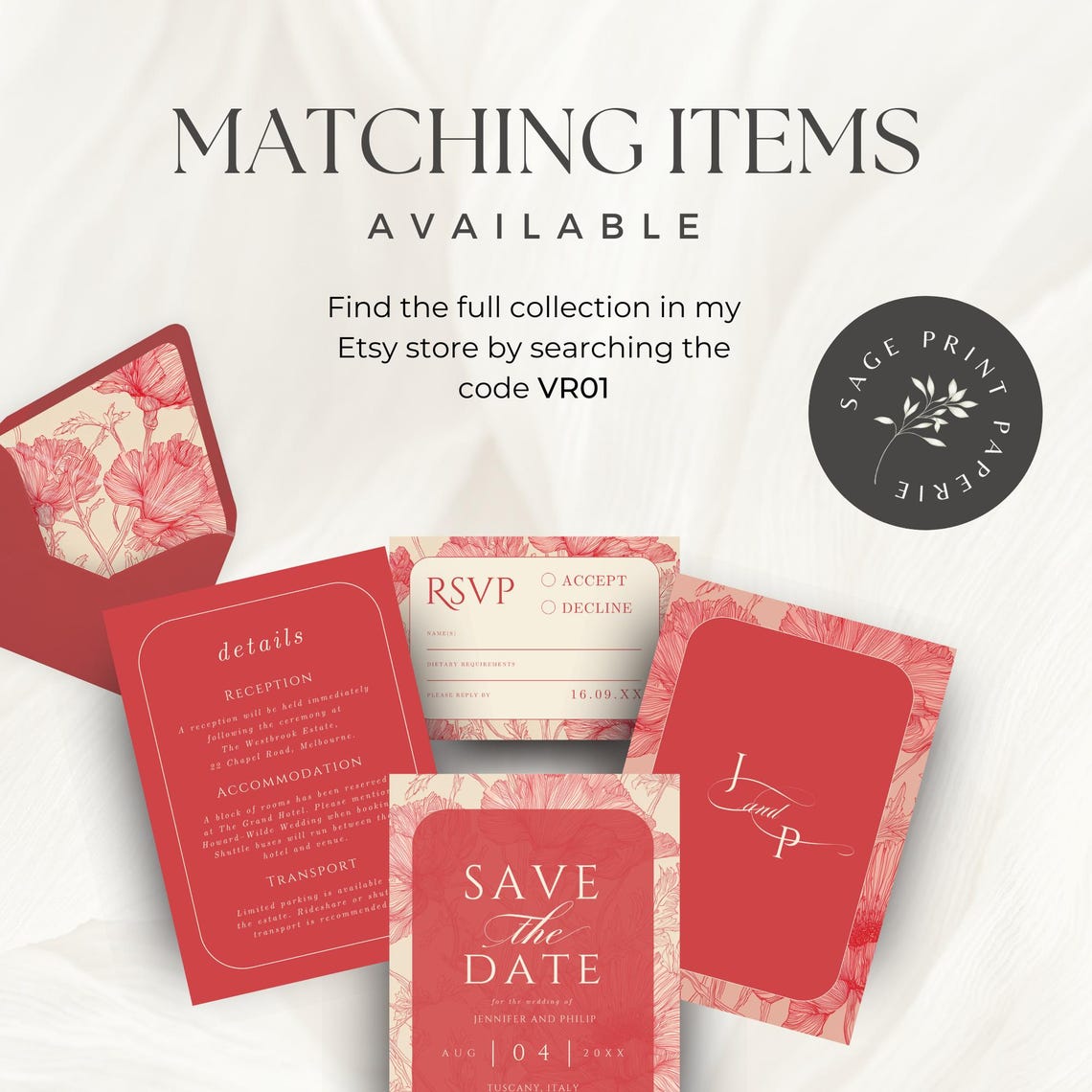 Vintage Red Folded Place Card Template, Tented Printable Name Cards