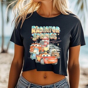 Retro Radiator Springs Cars Movie Crop Top, Lightning McQueen Crop Top, Cars Movie Disney Crop Tee, Disney Family Trip Crop Top