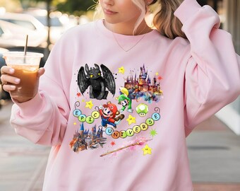 Epic Universe Sweatshirt, Orlando Park Epic Universe Hoodie, Coquette Bow Mario Sweatshirt, How To Train Your Dragon Sweat, Magic Kingdom