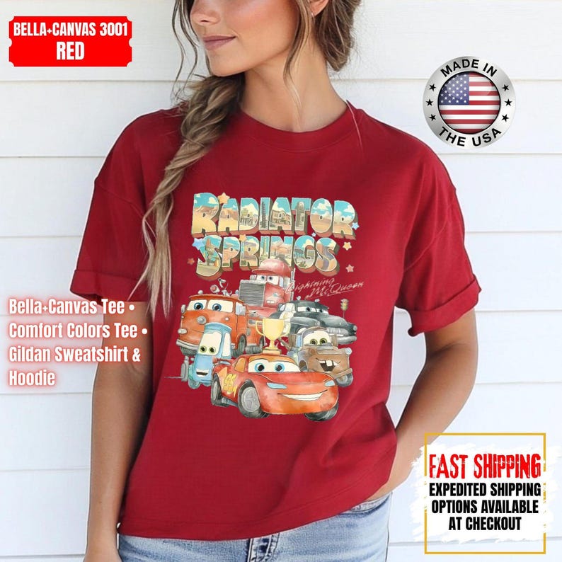 Retro Comfort Colors Radiator Springs Cars Movie Shirt, Lightning McQueen Shirt, Cars Movie Disney Shirt, Disney Family Trip Sweatshirt image 9