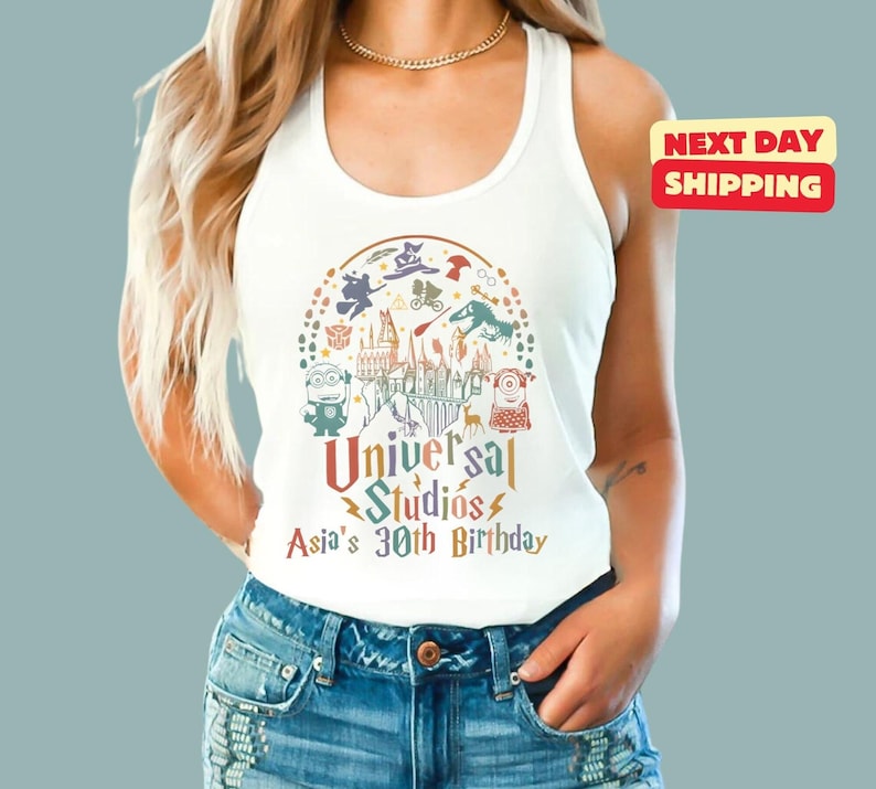 Next Level Asia's 30th Birthday Universal Studios Tank Top, Vacation Tee, Disneyland TShirt, Disney Trip Shirt, Disney World Tee image 1