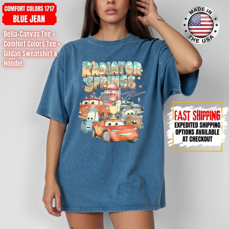 Retro Comfort Colors Radiator Springs Cars Movie Shirt, Lightning McQueen Shirt, Cars Movie Disney Shirt, Disney Family Trip Sweatshirt image 11