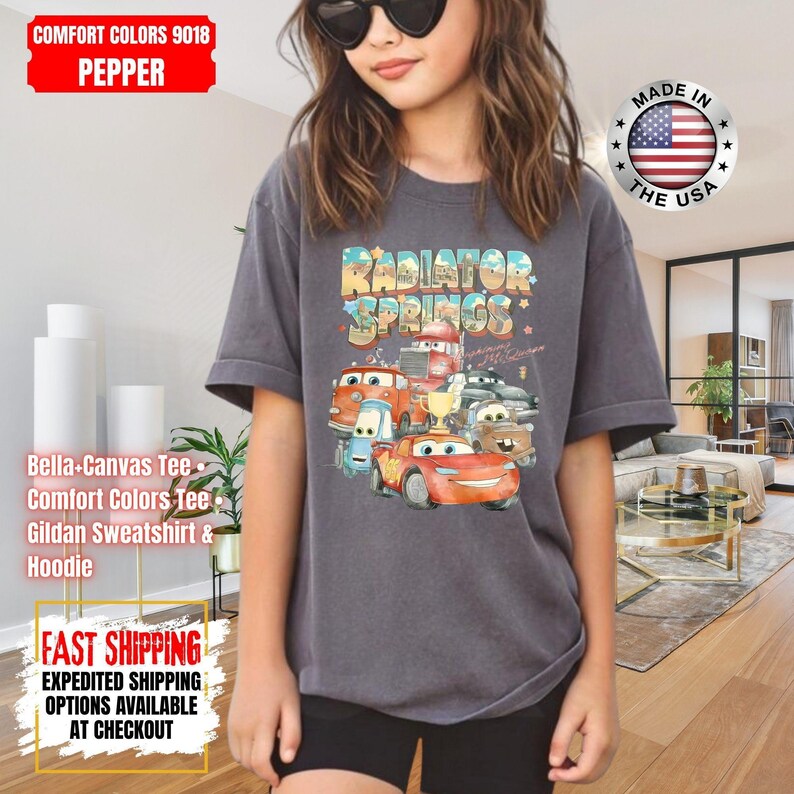 Retro Comfort Colors Radiator Springs Cars Movie Shirt, Lightning McQueen Shirt, Cars Movie Disney Shirt, Disney Family Trip Sweatshirt image 10