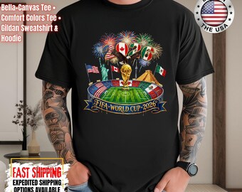Camiseta Comfort Colors World Soccer 2026, Estados Unidos, Canadá, México, Campeonato 2026, Copa Mundial de Fútbol, Camiseta World Soccer 2026, Fútbol Internacional