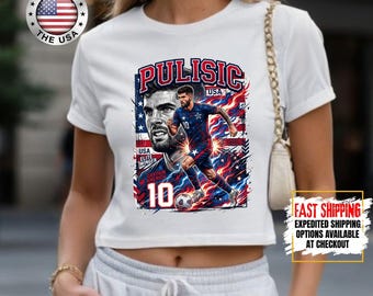 Pulisic WC 2026 Crop, United States Soccer Crop Top, Retro USA Team Graphic Crop Top, USA Soccer Team Crop Top, Usa Canada Mexico Football