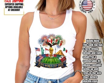 World Soccer 2026 Tank Top, USA Canada Mexico, Championship 2026, Football Cup, World Soccer 2026 Tank Top, International Football Tank Top