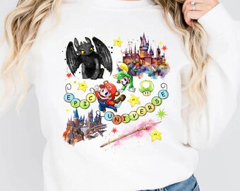 Epic Universe Sweatshirt, Orlando Park Epic Universe Hoodie, Coquette Bow Mario Sweatshirt, How To Train Your Dragon Sweat, Magic Kingdom