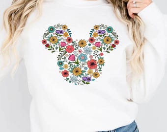 Flower Mickey Sweatshirt, Disney Garden Festival Hoodie, Mickey Sweat, Floral Disney Swatshirt, Floral Mickey Hoodie, Gardener Gift