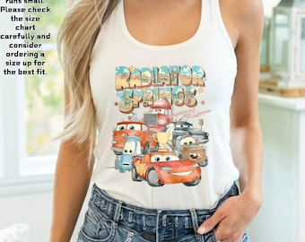 Retro Radiator Springs Cars Movie Tank Top, Lightning McQueen Tank Top, Cars Movie Disney Tank Tee, Disney Family Trip Tank Top