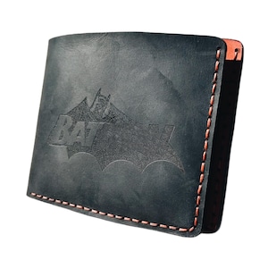 Fledermaus ID-Brieftasche, personalisierte Augen Ausschnitt ID-Halter, Männer Freund Ehemann Unisex Lustiges Geschenk, Leder Slim Bifold Brieftasche