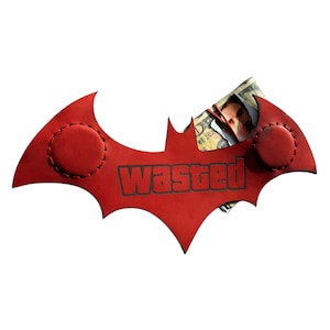 Leder Fledermaus Geldklammer, Superheld Bargeldhalter Brieftasche, handgemachtes minimalistisches Geschenk für ihn, Geeky Comic Fan Herren Accessoire