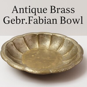 Vintage Hammered Brass Bowl by Gebr. Fabian –German Mid Century Decorative Metal Flower Bowl–Silvered Finish–Rare Signed Piece–Free Shipping
