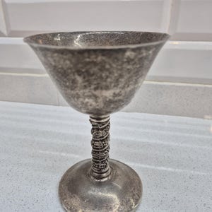 Vintage ANGULO Silver Plated Goblet – Made in Spain – Unique Stem Design – Judaica Kiddush Cup – Collectible Wine Chalice