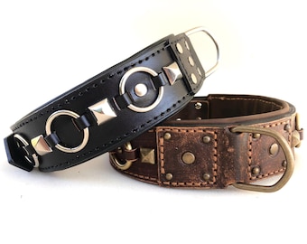 Handmade Leather Dog Collar, Padded Heavy-Duty Dog Collar for Large Dogs, Personalised Dog Collar, Gifts for Pets, Wide Leather Dog Collar