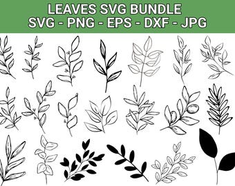 Hand Drawn Leaf SVG Bundle: Botanical Clipart, Greenery Vector (Digital Download