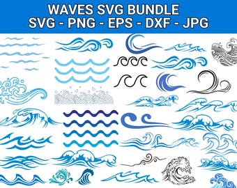 Paquete SVG de olas oceánicas: archivos de corte náuticos (descarga digital)