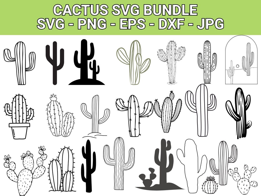 Cactus SVG Bundle: Succulent Cut Files for Cricut, Silhouette (digital ...