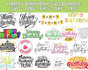 Happy Birthday SVG Bundle: Colorful Birthday Shirt Designs (Digital Download)