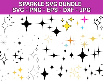 Sparkle Star SVG Bundle: Twinkle Clipart, Cut Files (Digital Download