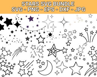 Stern SVG Bundle: Weihnachten, Nacht, leuchtender Stern Cut Files (Digitaler Download