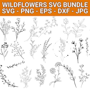Wildflower Svg Bundle,Flower svg,Floral svg Bundle,Minimalist Flower Bouquet,Floral svg,Botanical svg,nature svg, flower sketch svg