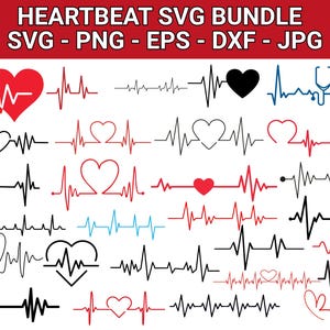 Heartbeat SVG Bundle: EKG, Cardiogram Cut Files (Digital Download)