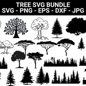 Baum SVG Bundle, Baum PNG Bundle, Baum Clipart, Baum geschnitten Dateien für Cricut, Baumsilhouette, Wald svg, Landschaftssvp, Palmensvg.