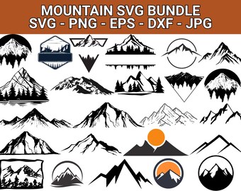 Mountain and Forest SVG Bundle, Hand Drawn Cut Files (Digital Download)