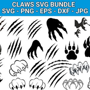 Claw SVG Bundle, Claw PNG Bundle, Claw Clipart, Dino Claw, Marks svg, Scratch svg, Claw Marks SVG, Sublimation, Scratches Clip Art.