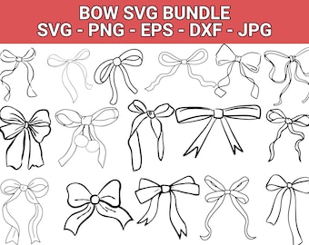 Ribbon Bow SVG Bundle, Coquette Bow Clipart (Instant Download)